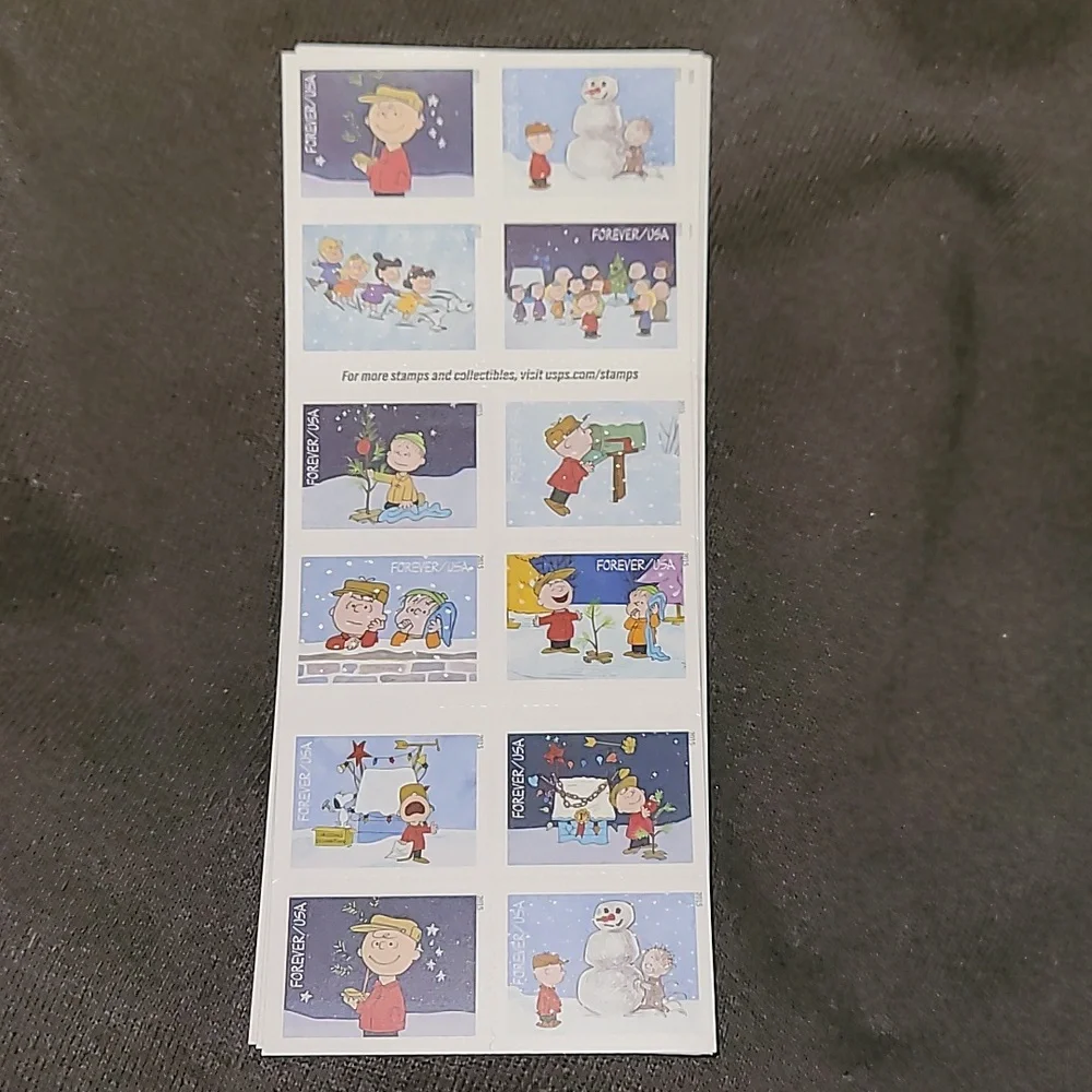 100 Unused Charlie Brown Christmas‎ RARE USPS Stamps Peanuts Postage Forever